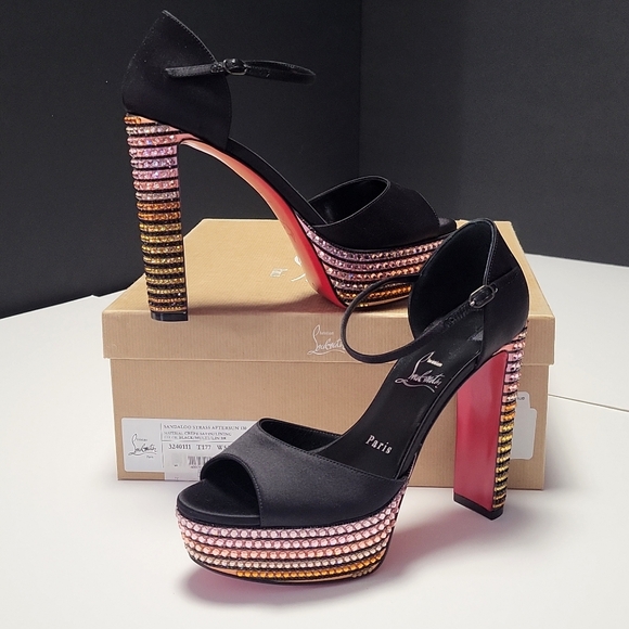 NIB2295 CHRISTIAN LOUBOUTIN Sandaloo Strass Red Sole Platform Sandals 38.5 8 - Picture 7 of 16